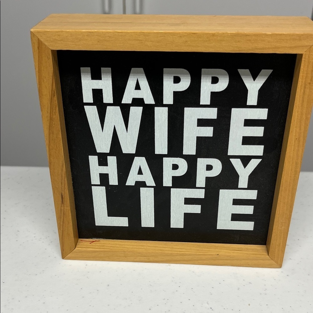Wooden Framed Happy Wife Happy Life Sign
